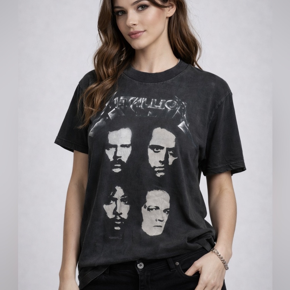 Vintage 1991 Original METALLICA "4 Faces" Black Album Tour T-Shirt